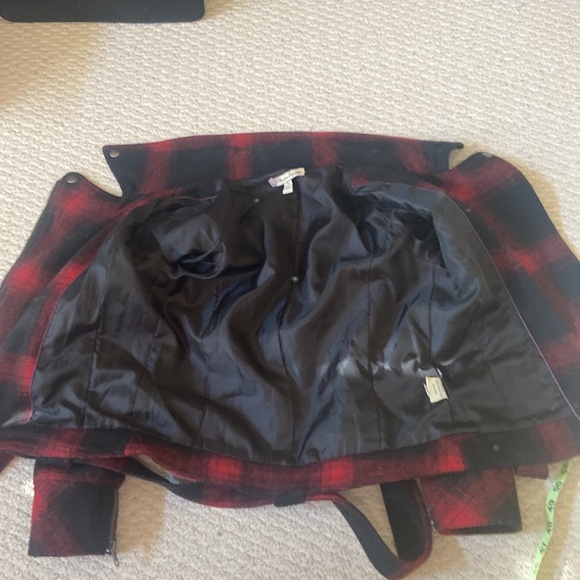 American Rag Red Black Buffalo Plaid Wool Moto Jacket - Picture 11 of 14